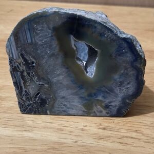 Natural Geode Slice with Blue and Gray Hues